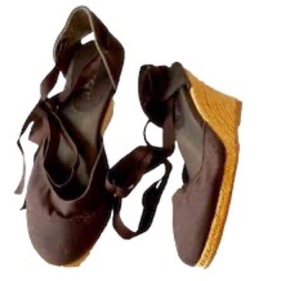 Cover Girl Brown Wedge Sandals Platform Heels Strappy Lace Up Shoes, 7.5 - Picture 3 of 8